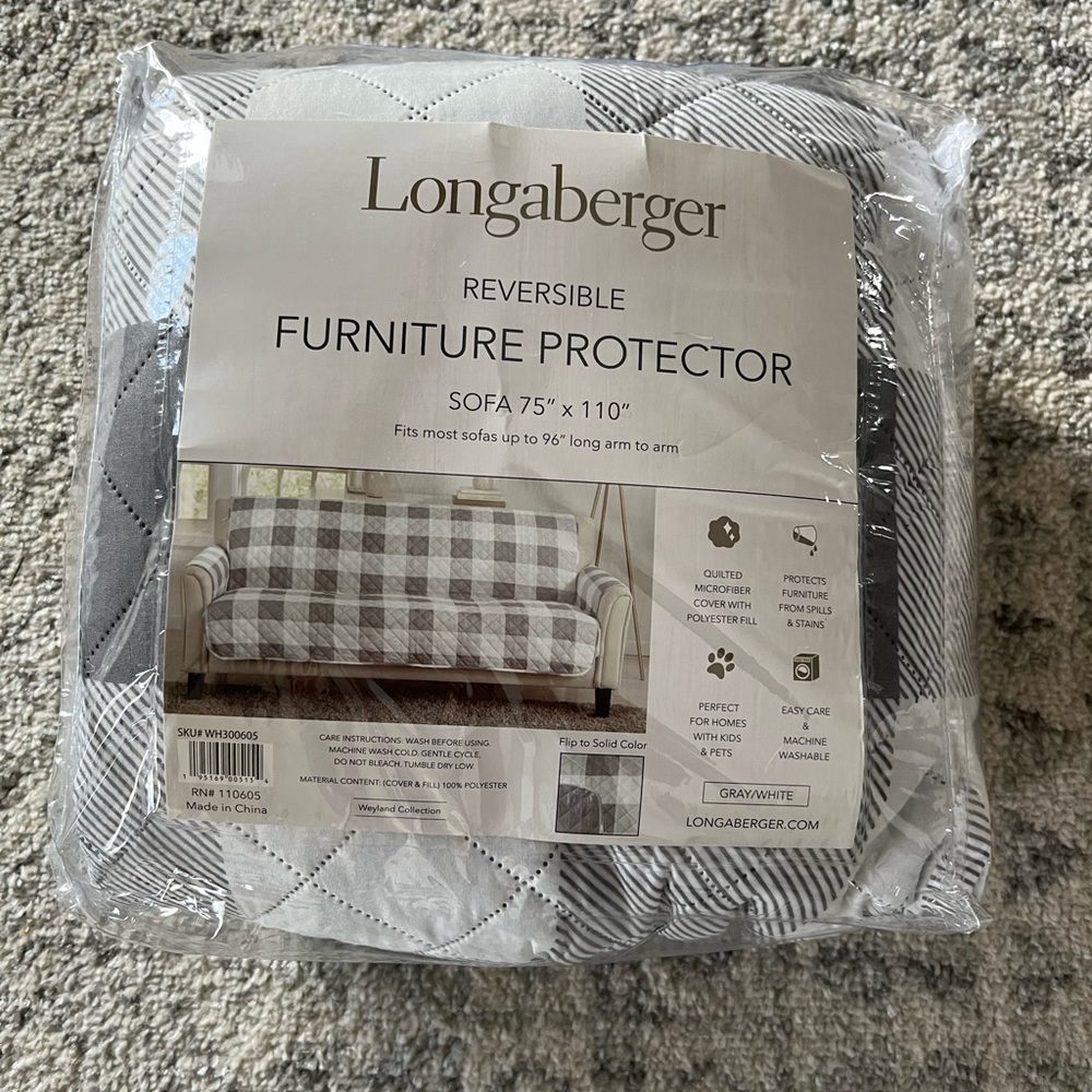 Longaberger Buffalo Plaid reversible sofa couch cover
